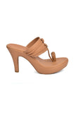 Beige Vegan Leather Kolhapuri Heels