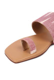 Pink & Cinnamon Brown Ikat One Toe Cruelty Free Leather Flats