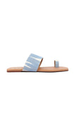 Arctic Blue & Tortilla Brown Ikat One Toe Cruelty Free Leather Flats