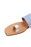 Arctic Blue & Tortilla Brown Ikat One Toe Cruelty Free Leather Flats