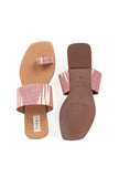 Flamingo Pink & Tortilla Brown Ikat One Toe Cruelty Free Leather Flats