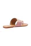 Flamingo Pink & Tortilla Brown Ikat One Toe Cruelty Free Leather Flats