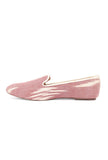 Salmon Pink & Tawny Brown Ikat Flat Cruelty Free Leather Ballerina