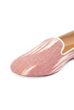 Salmon Pink & Tawny Brown Ikat Flat Cruelty Free Leather Ballerina