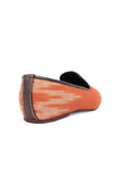 Black & Coral Pink Ikat Flat Cruelty Free Leather Ballerina