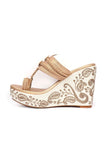 Varnika Golden Hand Embroidered Braided One Toe Wedges