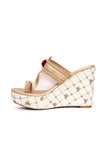 Vainavi Golden fringed Hand Embroidered braided One Toe wedges