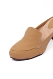 Tortilla Brown Cruelty-Free Leather Mules With Carved Heels