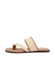 Tan Brown Slip-On Flats With Textured Straps & Insole Cushion Padding