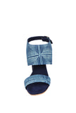 Blue Bagru Cotton Strappy Block Heels