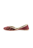 Mule Wine Contrast Velvet Jutti