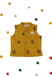 Mischievous Tuscan Yellow Cotton Handblock Nehru Jacket