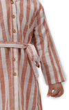 Rustic Stripe Tunic Dress with Waist Belt