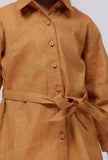 Rustic Melange Tunic Dress with Waist Belt