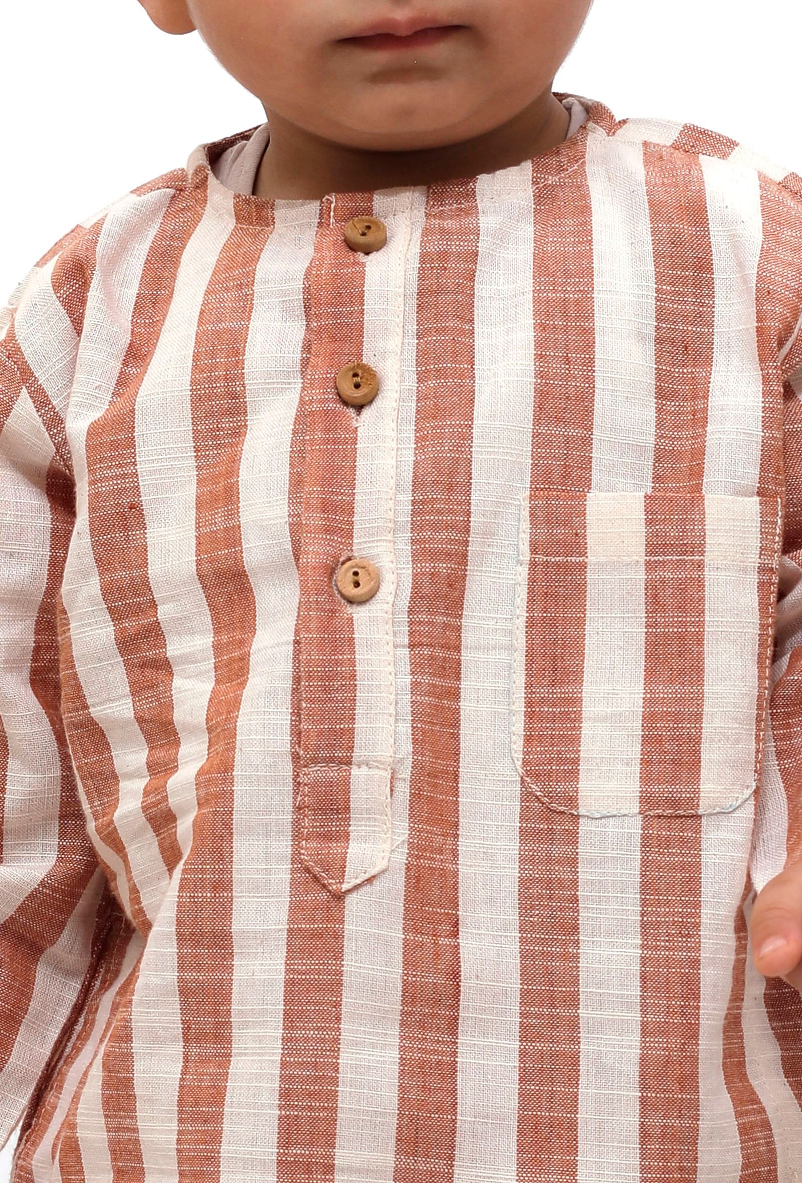 Set of 2 - Piglet Tangy Orange Stripes Tunic Kurta Pajama