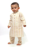 Set of 2 - Golden Strip Malmal Kurta Pyjama