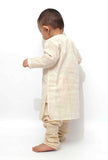 Set of 2 - Silver On Off-White Malmal Kurta Pyajam