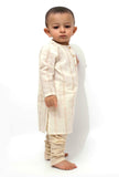 Set of 2 - Gold Zig-Zag Malmal Kurta Pyjama