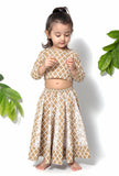 Set of 2 - Aurora Brown Floral Cotton Blouse and Lehenga