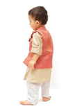 Carrot Pink Brocade Nehru Jacket