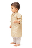 Set of 2: Beige Cotton Silk Kurta and Cotton Pyjama