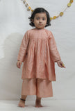 Set of 2: Peach Chanderi Full Kurti with Pants