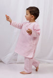 Set of 2: Pink Striped Cotton Kurta and Pajama