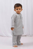 Set of 2: Black Striped Cotton Kurta and Pajama Set