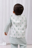 Green Floral Block Printed Nehru Jacket