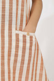 Set of 2: Mustard Stripes Cotton Kurti with Pants