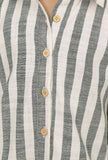 Set of 2: Irish Grey and White Stripes Cotton Belted Kurti with Pants