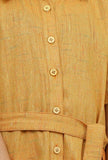 Rustic Melange Cotton Tunic Dress With Waist Belt