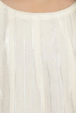 Set of 2: Sand White Cotton Anarkali Kurti with Flared Pants