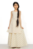 Set of 2: Cream White Cotton Anarkali Kurti with Skirt
