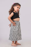 Set of 2: Black Cotton Crop Top with Pants