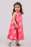 Set of 2: Punch Pink Halter Neck Dress with Cotton Pants