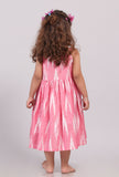 Flamingo Pink Ikat Flared Kurta