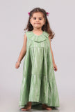 Green Ikat Tier Cotton Dress