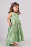 Green Ikat Tier Cotton Dress