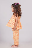 Set of 2: Orange Ikat Flared Top with Straight Pants