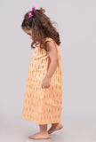 Orange Ikat Shoulder Flared Dress
