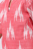 Set of 2: Pink Ikat Kurta with white Dhoti Pants