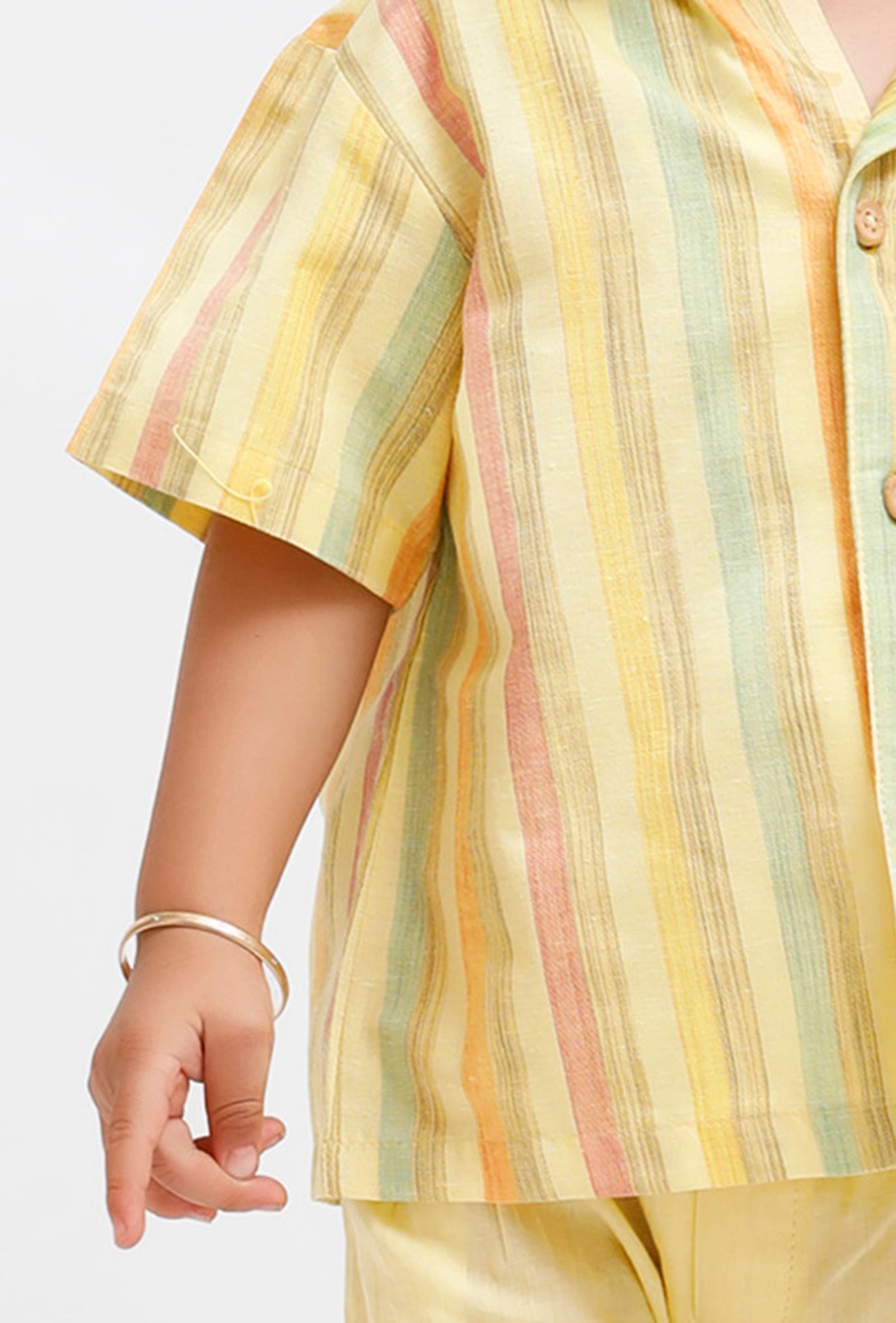 Set Of 2: Yellow Striped Shirt and Yellow shorts
