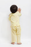 Set Of 2: Yellow Dobby Kurta and Yellow Pant