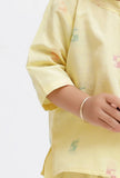 Set Of 2: Yellow Dobby Kurta and Yellow Pant