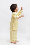 Set Of 2: Yellow Dobby Kurta and Yellow Pant