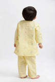 Set Of 2: Yellow Dobby Kurta and Yellow Pant