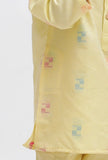 Set Of 2: Yellow Dobby Kurta and Yellow Pant