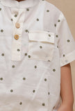 Set of 2: Off-White Polka Dot Printed Shirt and off-white Polka Dot Printed Pant