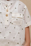 Set of 2: Off-White Polka Dot Printed Shirt and off-white Polka Dot Printed Pant
